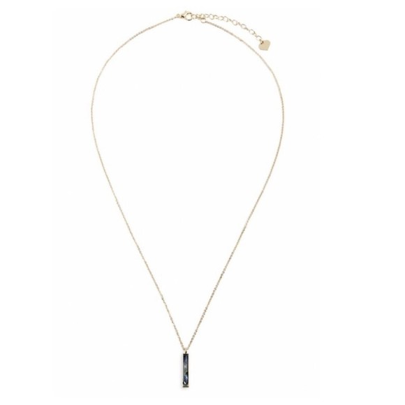 Crystal Avenue Genuine Abalone Shell Bar Pendant Necklace Gold Plate NEW - Picture 2 of 7